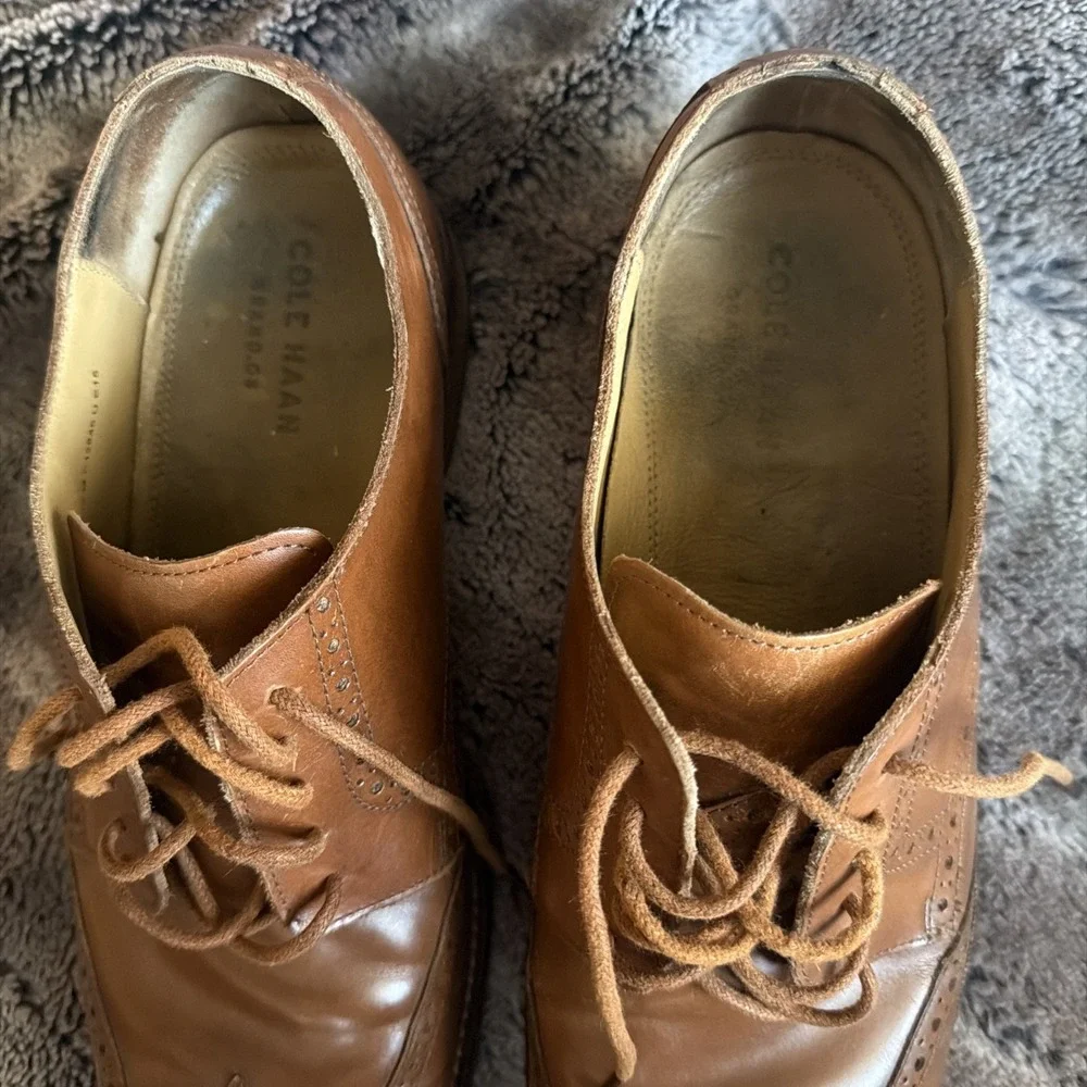 Cole Haan Wingtip Oxford Shoes Mens Size 12 Brown Leather Brogue Grand OS C12845